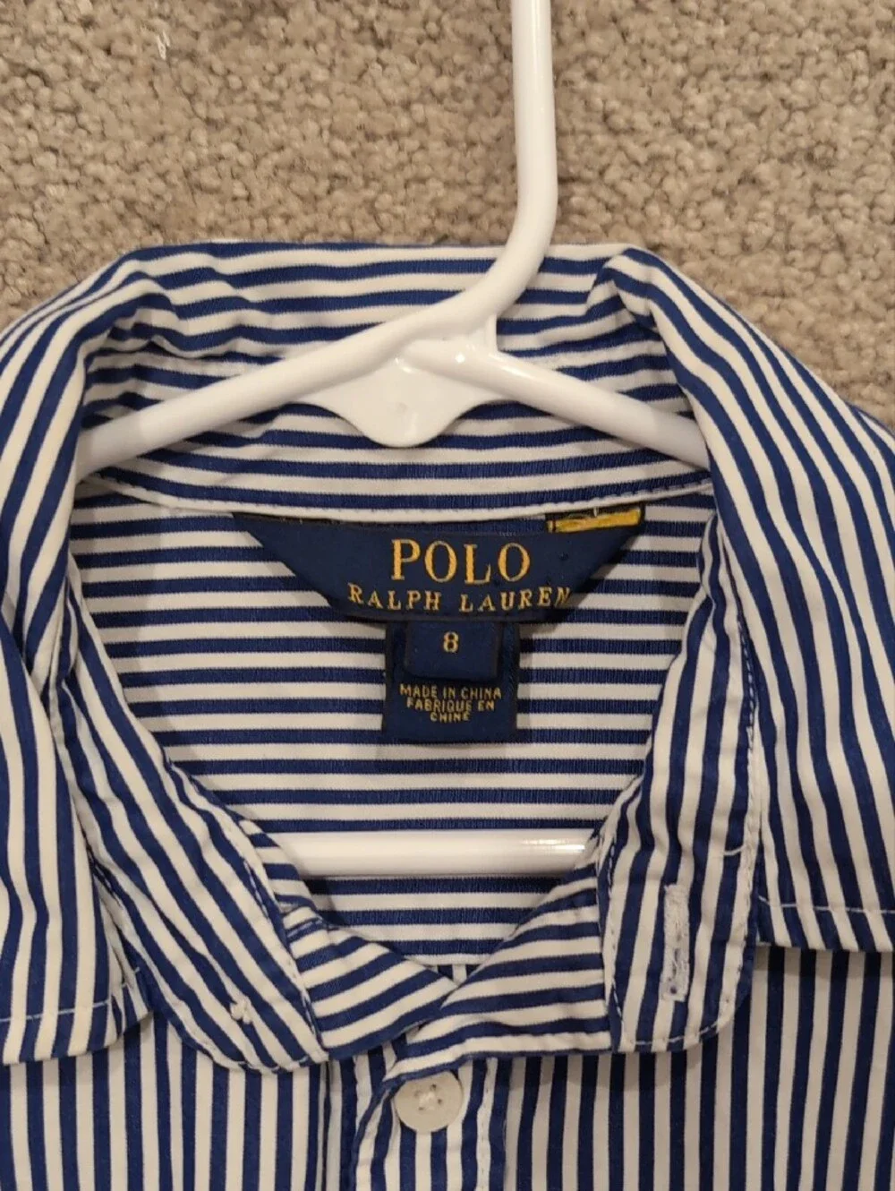 Ralph Lauren Navy & White Striped Button-Front Shirt Dress for Kids